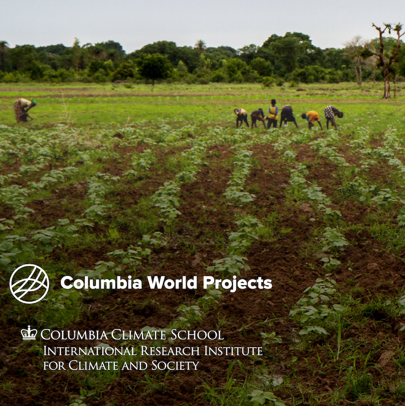 Columbia World Projects and IRI logos over farming imagery