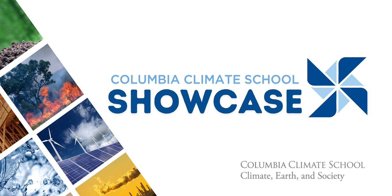 Collage of climate-related images with text Climate School Showcase