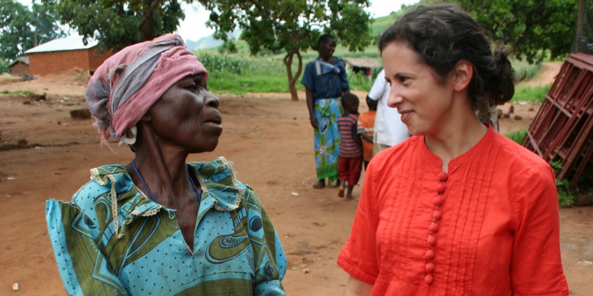 Jessica Fanzo speaks with a farmer in Malawi. Photo courtesy of Jessica Fanzo