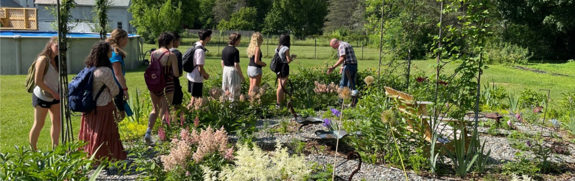 Vermont field visit with students and art expert.