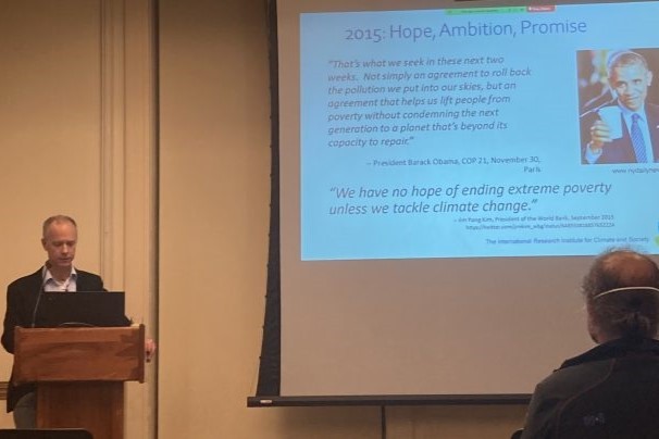 On November 3, John Furlow, director of Columbia Climate School’s International Research Institute for Climate and Society, presented a brief overview of this year’s global climate change conference in Egypt.