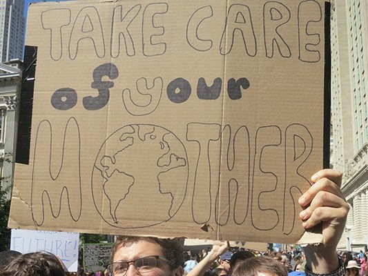 Climate Rally Sign: Take Care of Your Mother Earth