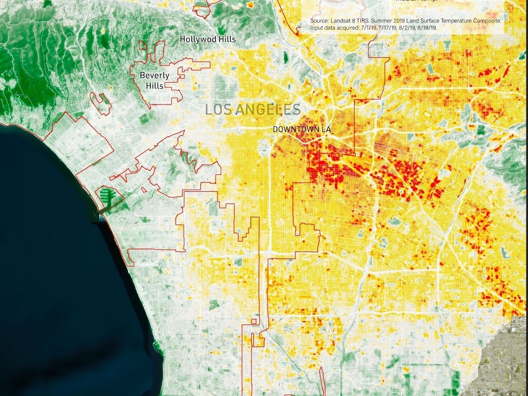 Land surface temperature in Los Angeles