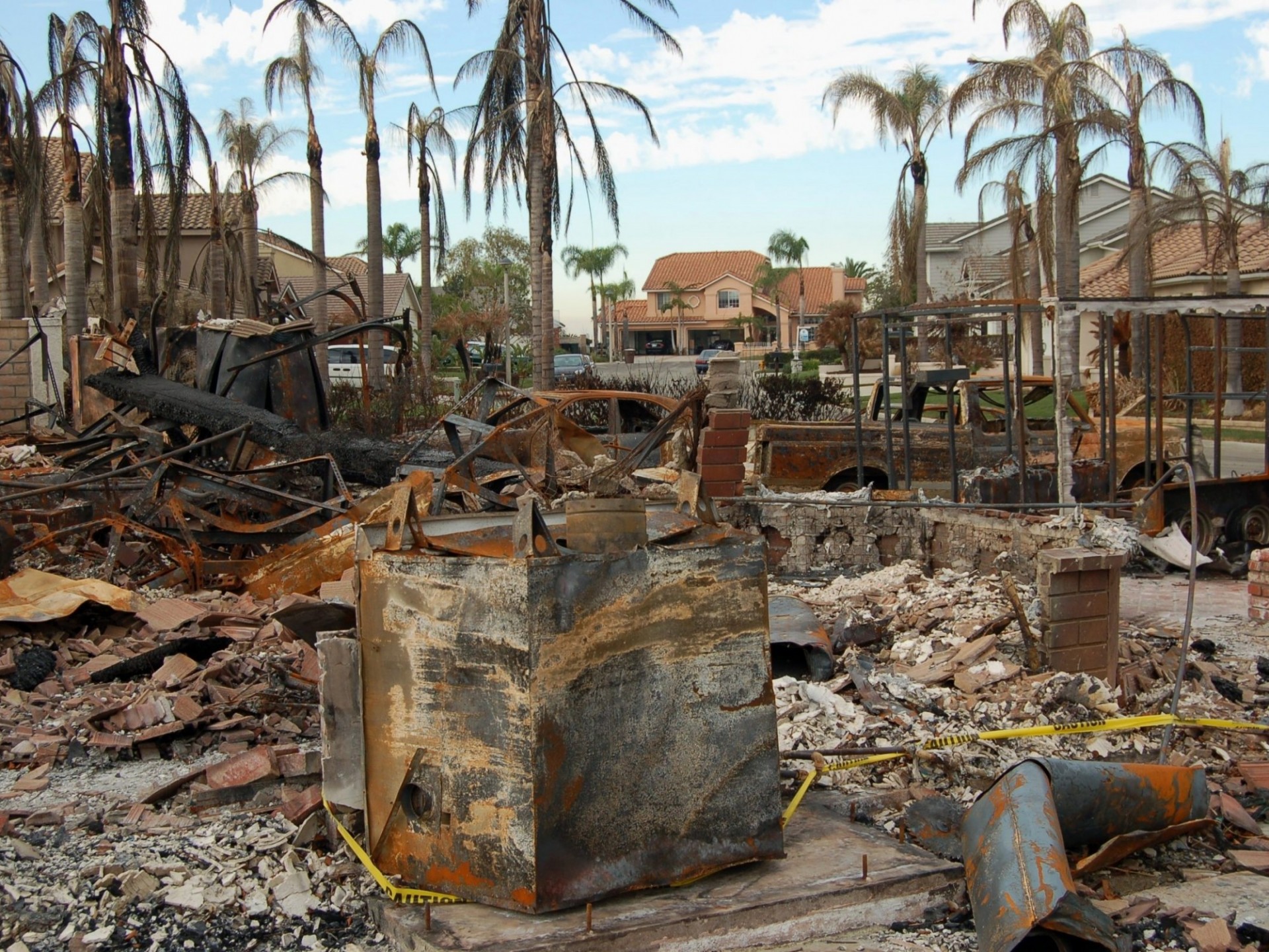 Wildfire destroyed homes in Yorba Linda, CA in 2008. Credit: Michael Mancino
