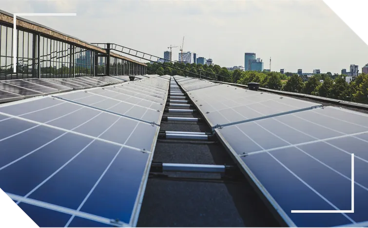 Solar panels with skyline