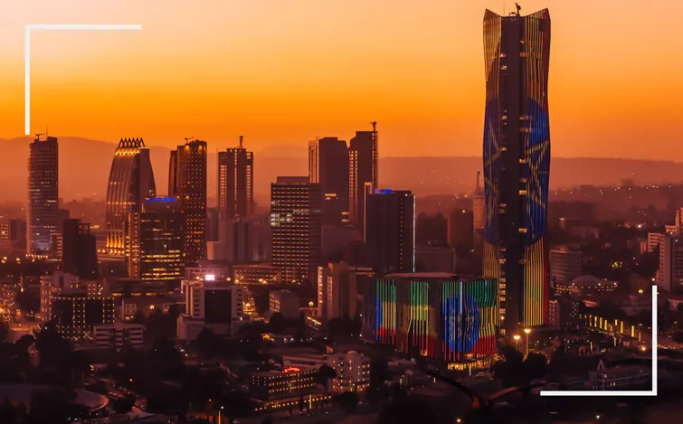 Addis Ababa skyline at sunset