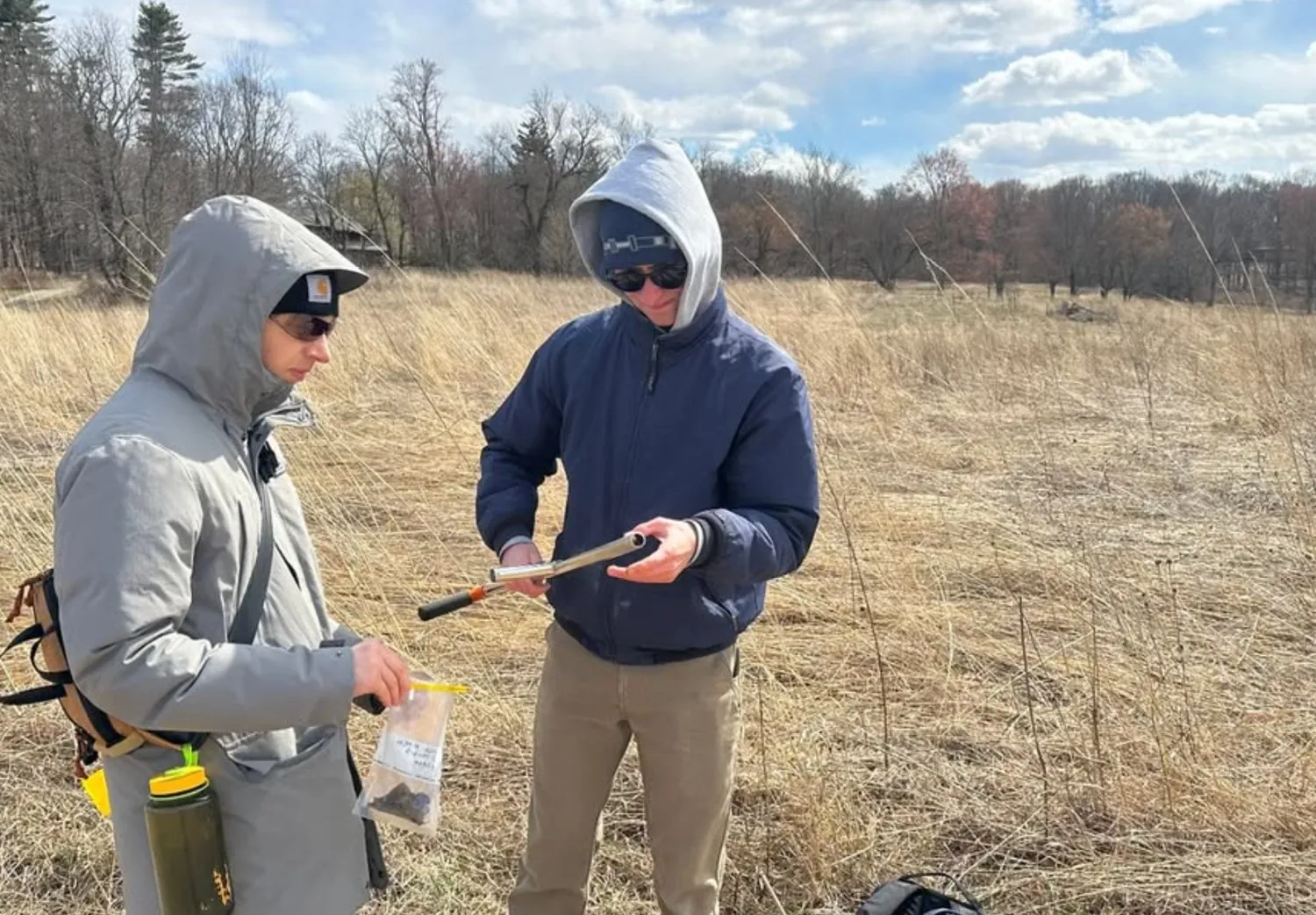 Two students doing scientific fieldwork
