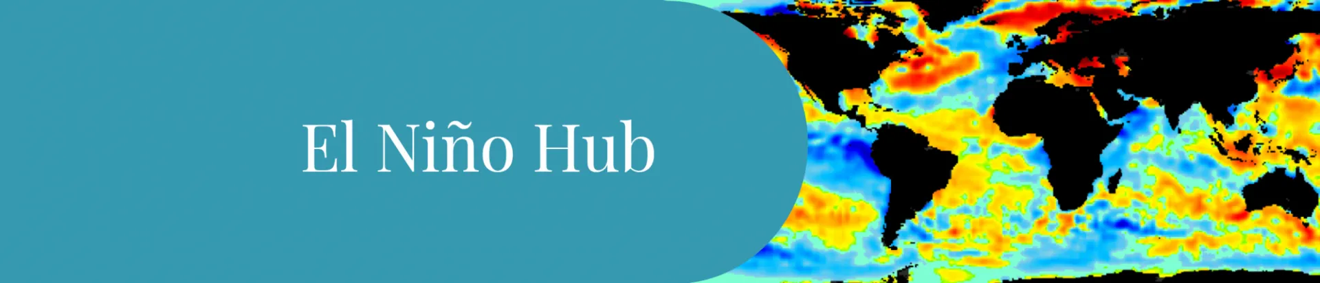 Satellite weather map with text El Niño Hub