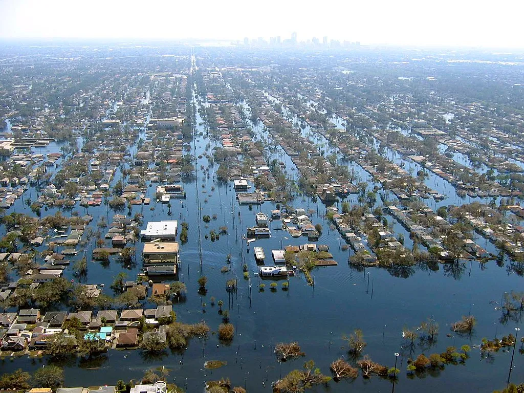 View of flooded New Orleans, Louisiana in the aftermath of Hurricane Katrina. Credit: NOAA