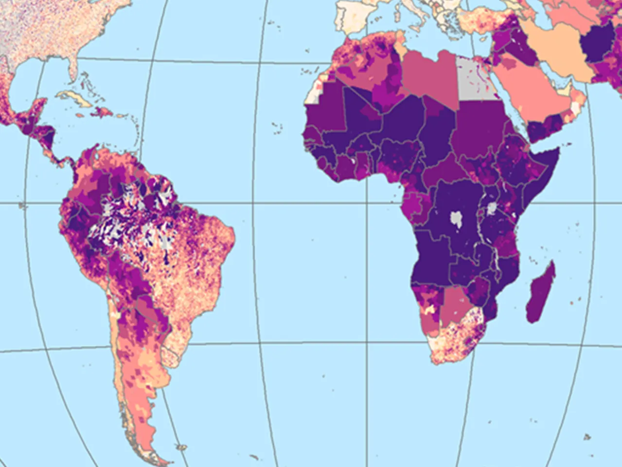 Gridded Population of the World (GPW) map