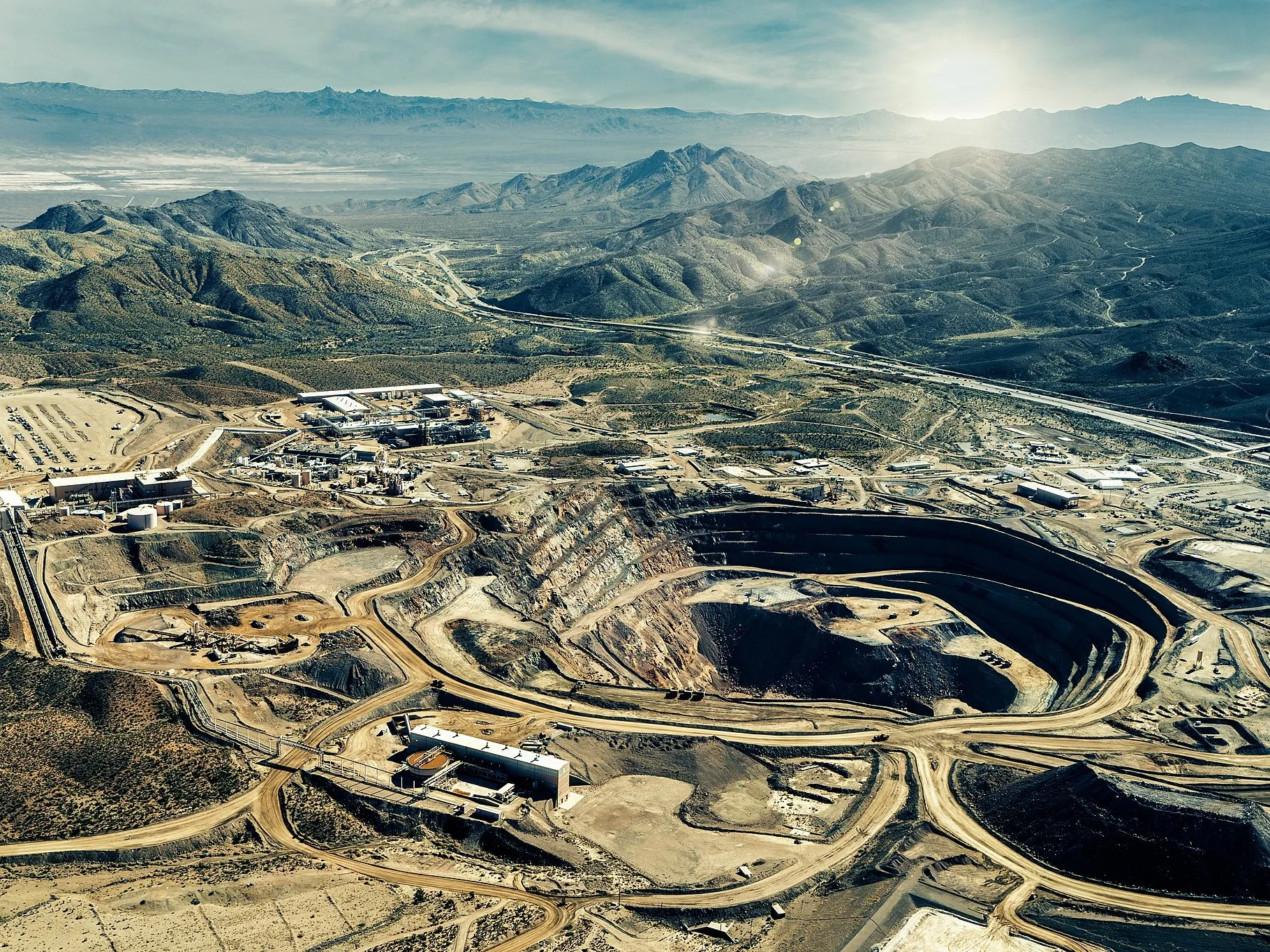 Mountain Pass Mine, the only active rare earth mining and processing facility in the U.S. Credit: Tmy350