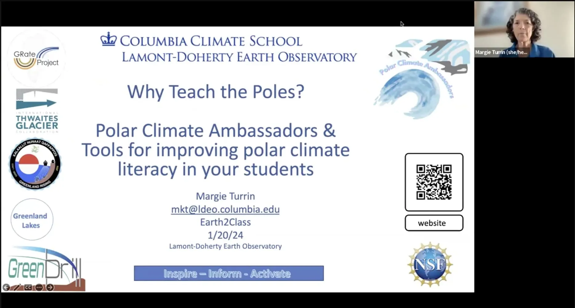 Zoom image from Columbia Climate School Lamont-Doherty Earth Observatory titled "Why Teach the Poles? Polar Climate Ambassadors & Tools for improving polar climate literacy in your students"