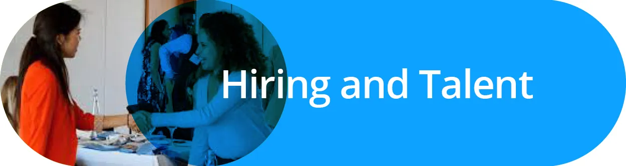 Two people shaking hands with text Hiring and Talent