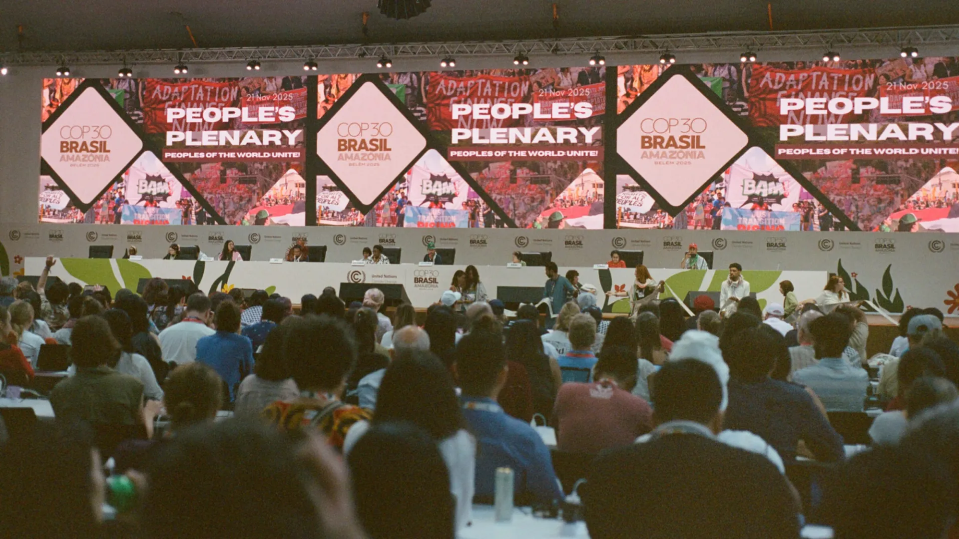 The COP30 People’s Plenary session. Credit: Robbie Parks