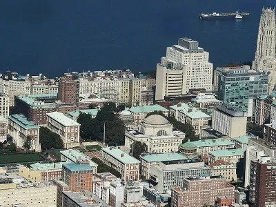 columbia university aerial view from the river