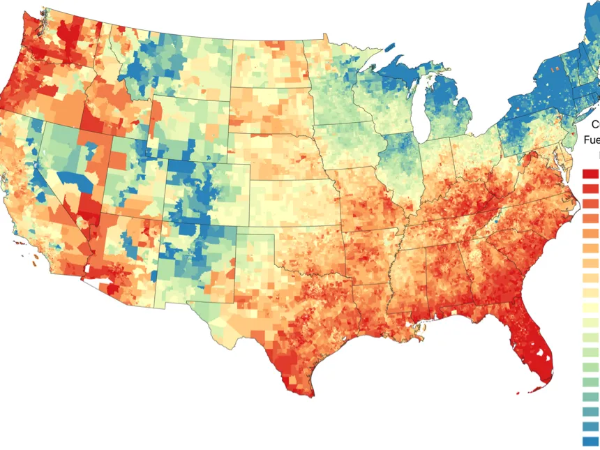 Fossil fuel peak ratio map