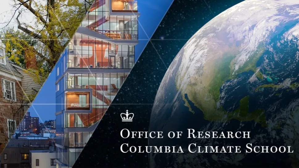 Collage of campus images and satellite view of Earth with text Office of Research